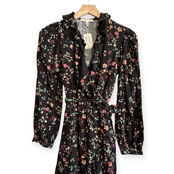 MAJE ROSALIO‎ WRAP DRESS, Size M/2, Black Floral Print, NWT - Picture 4 of 15